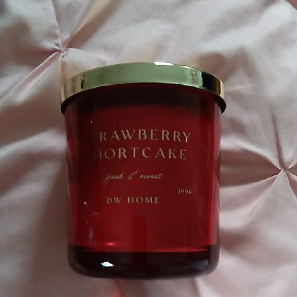 DW Home Red Strawberry Shortcake Candle with Gold Lid